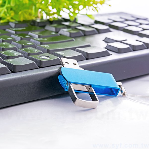 隨身碟-商務禮贈品-藍色交叉旋轉金屬USB隨身碟-客製隨身碟容量-採購推薦股東會贈品